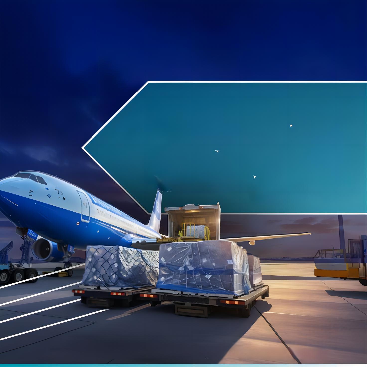 Cargo plane being loaded with freight containers