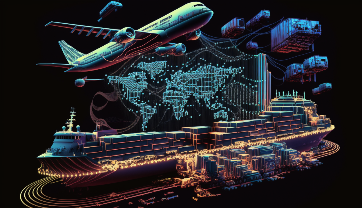 Cargo ship loaded with containers at port