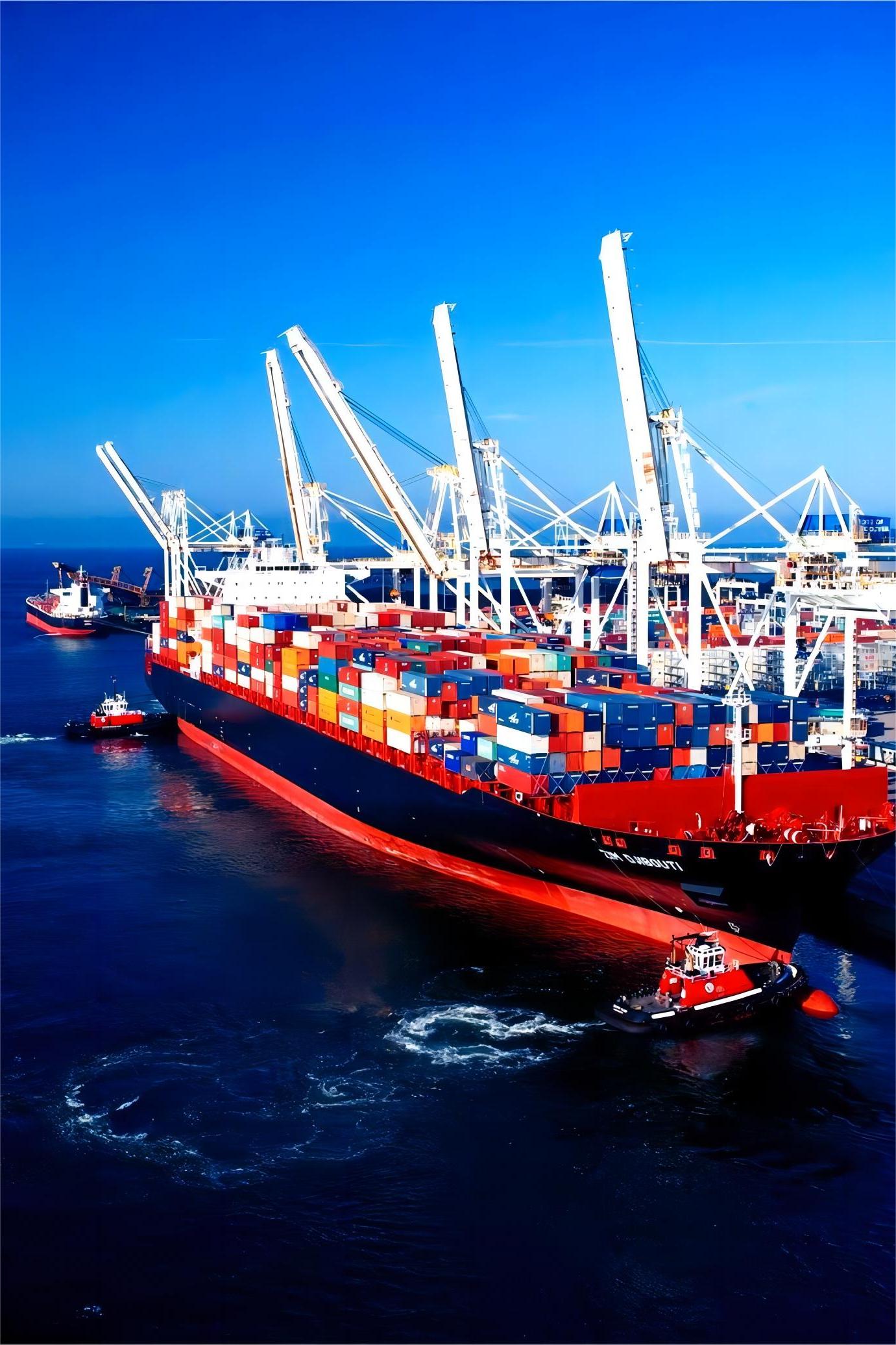 A global logistics network map, highlighting shipping routes between China and the United States.