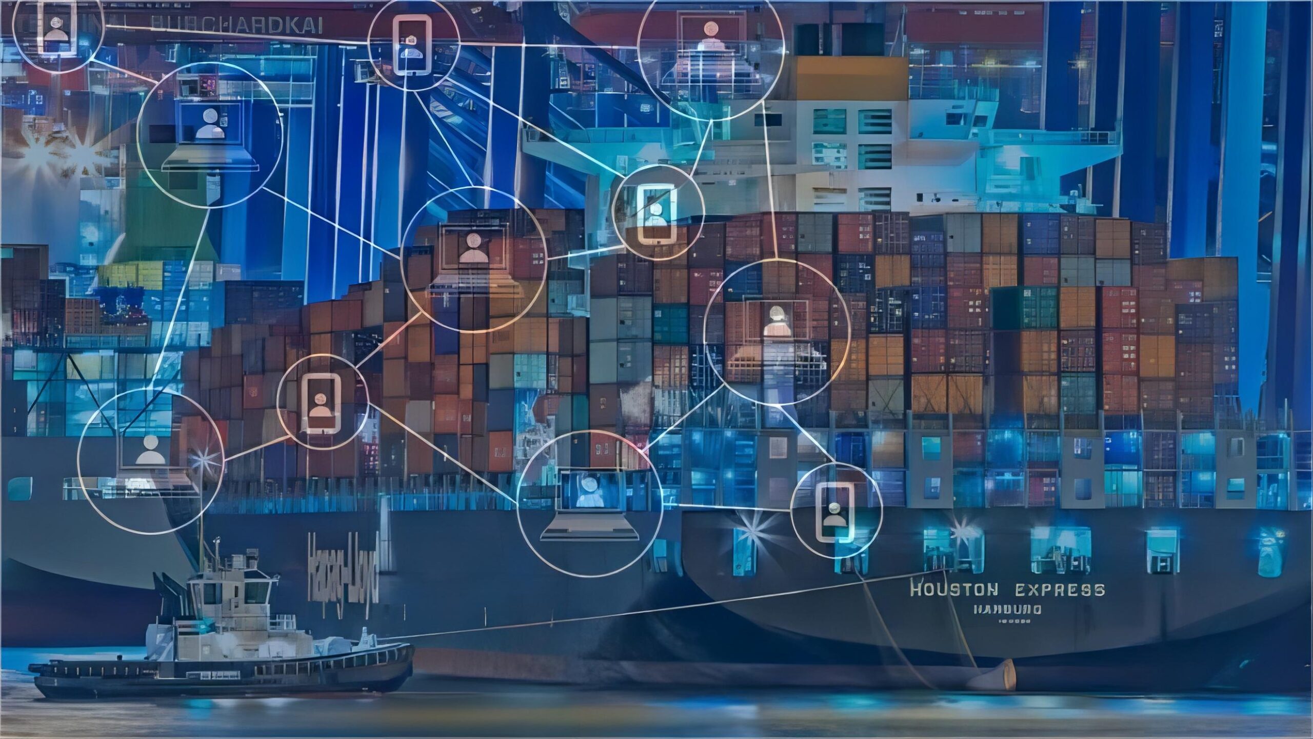 Shipping containers stacked at a busy port, ready for ocean freight