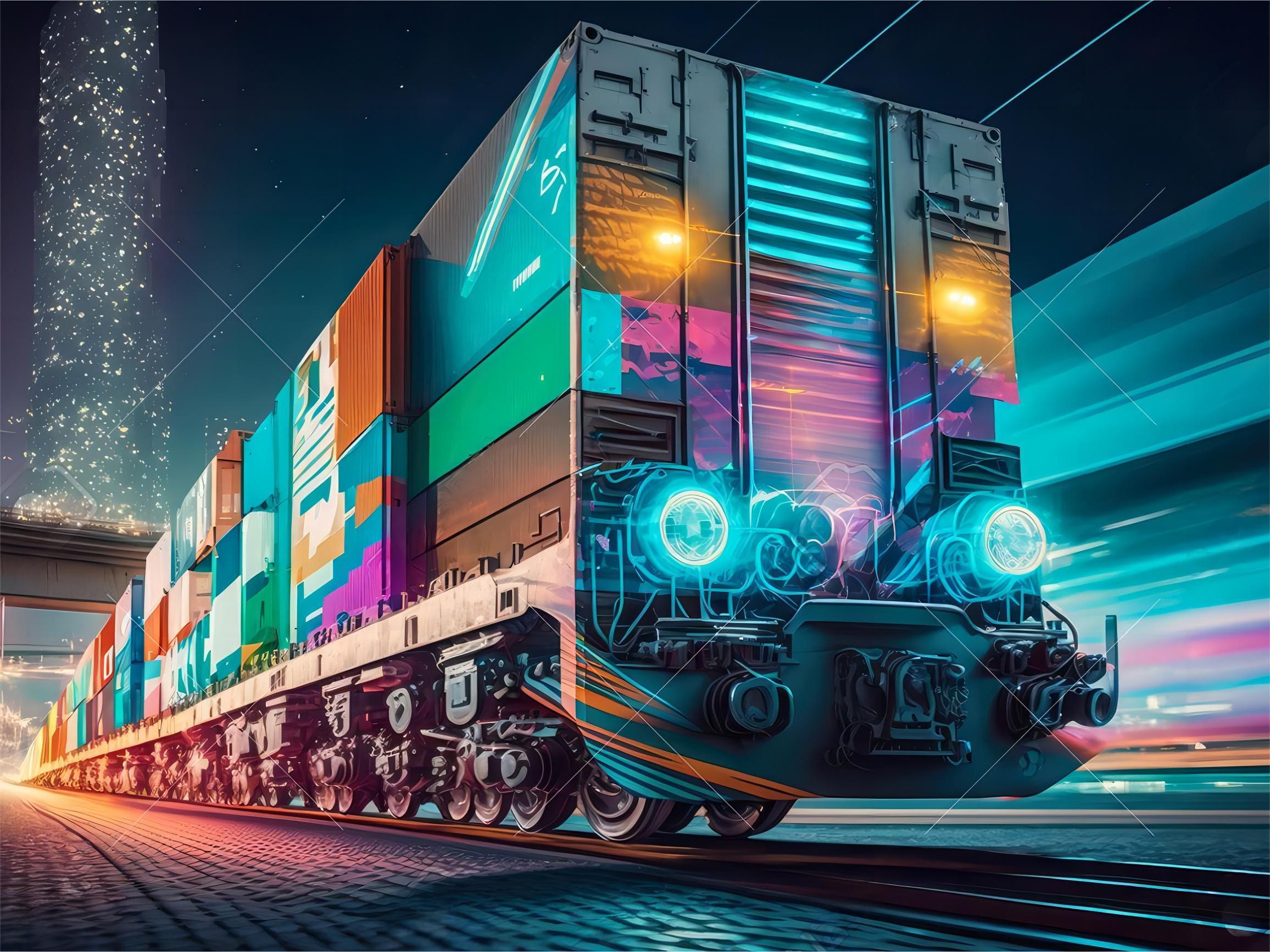 Cargo being loaded onto a freight train for an intercontinental journey