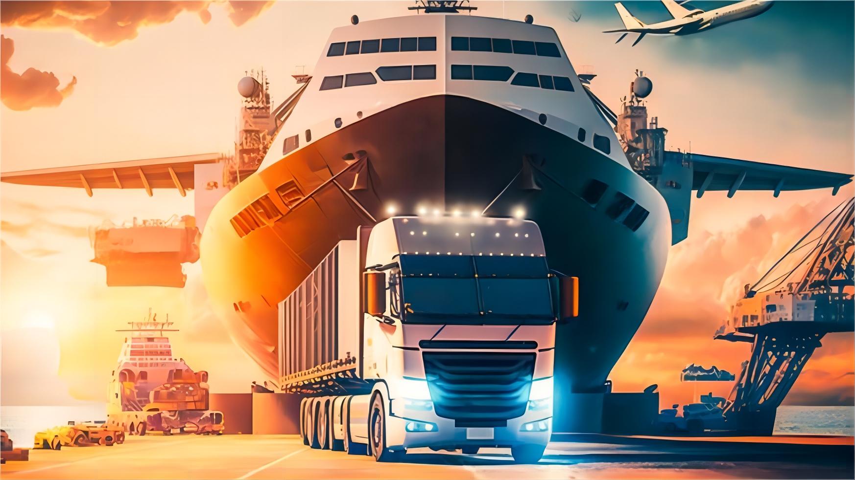 Image of electronic goods being loaded onto a container