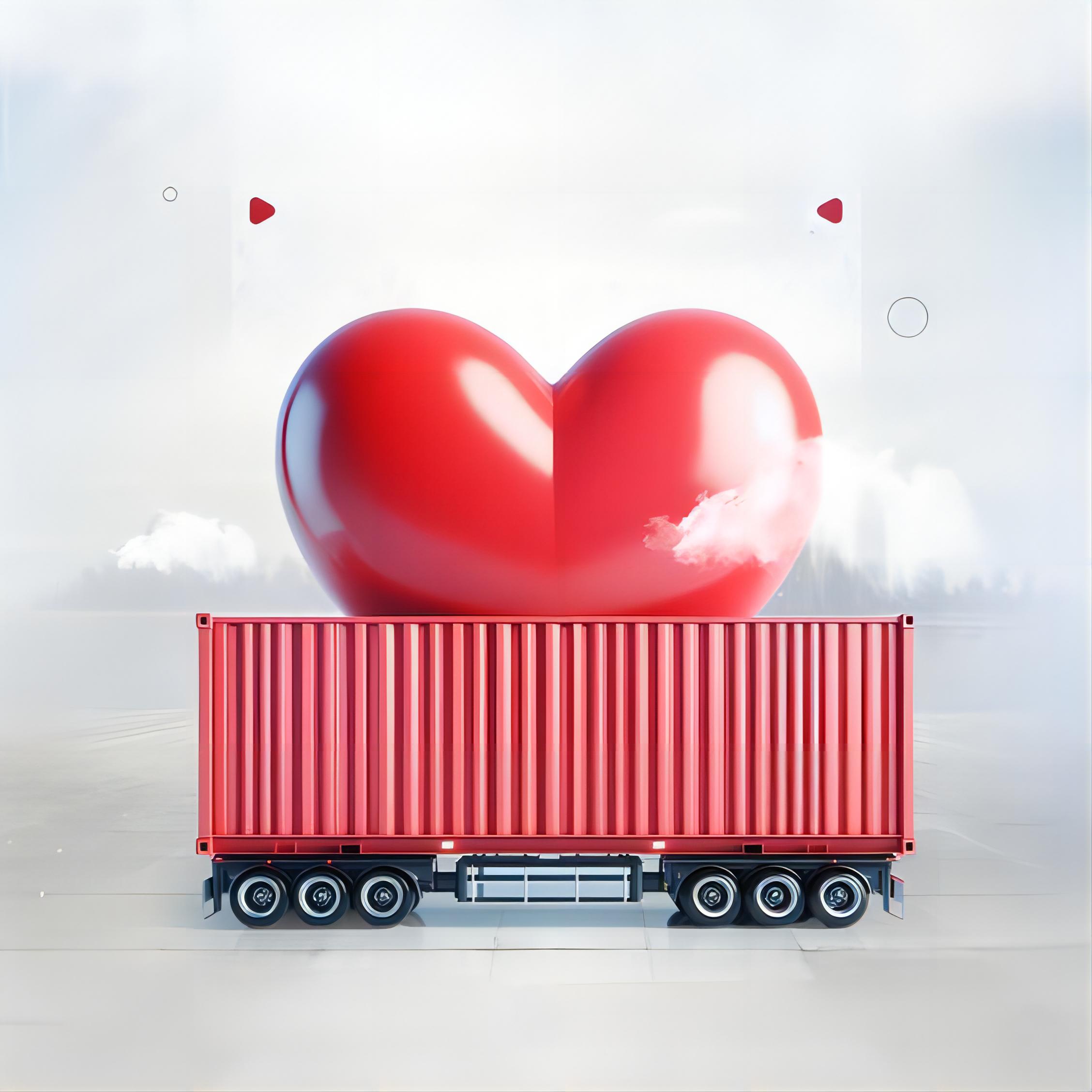 A modern freight train carrying containers across a scenic landscape