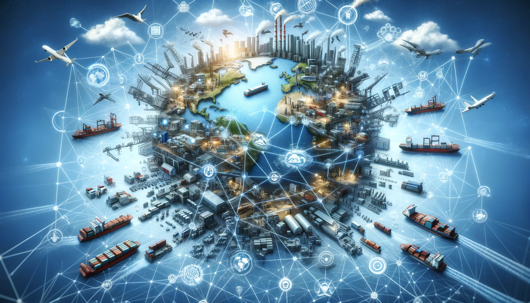 Professional logistics team discussing shipping routes on a map