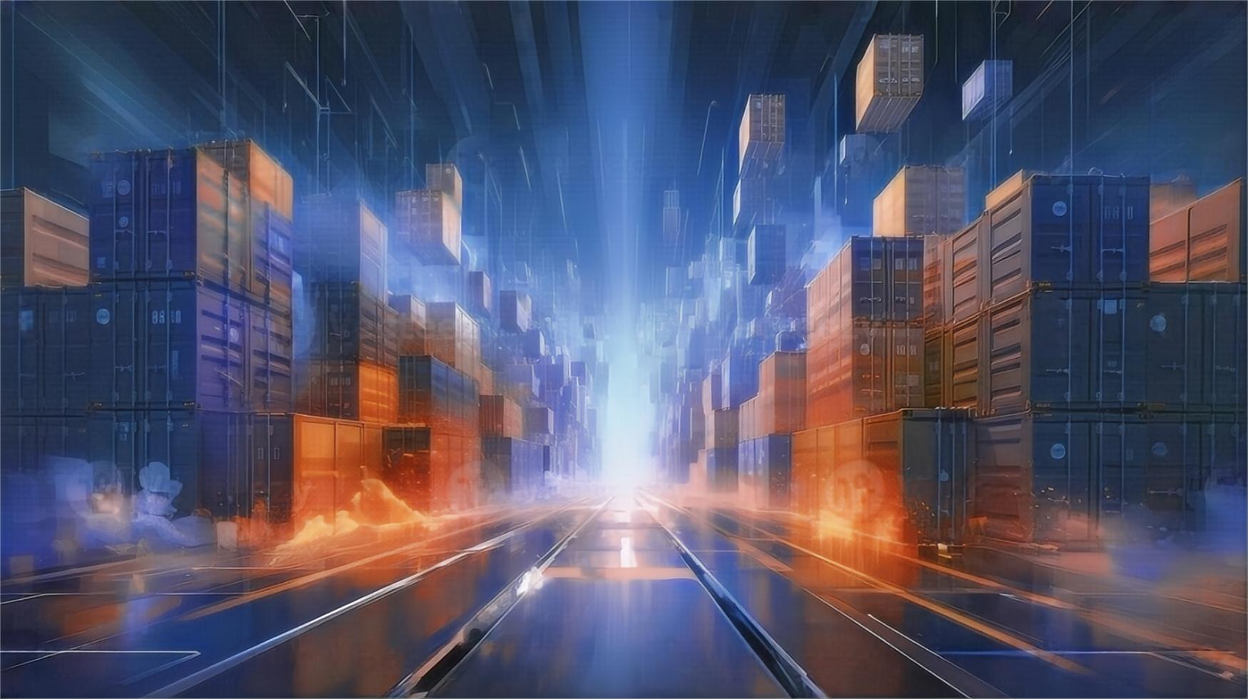 Warehouse with neatly stacked electronics boxes