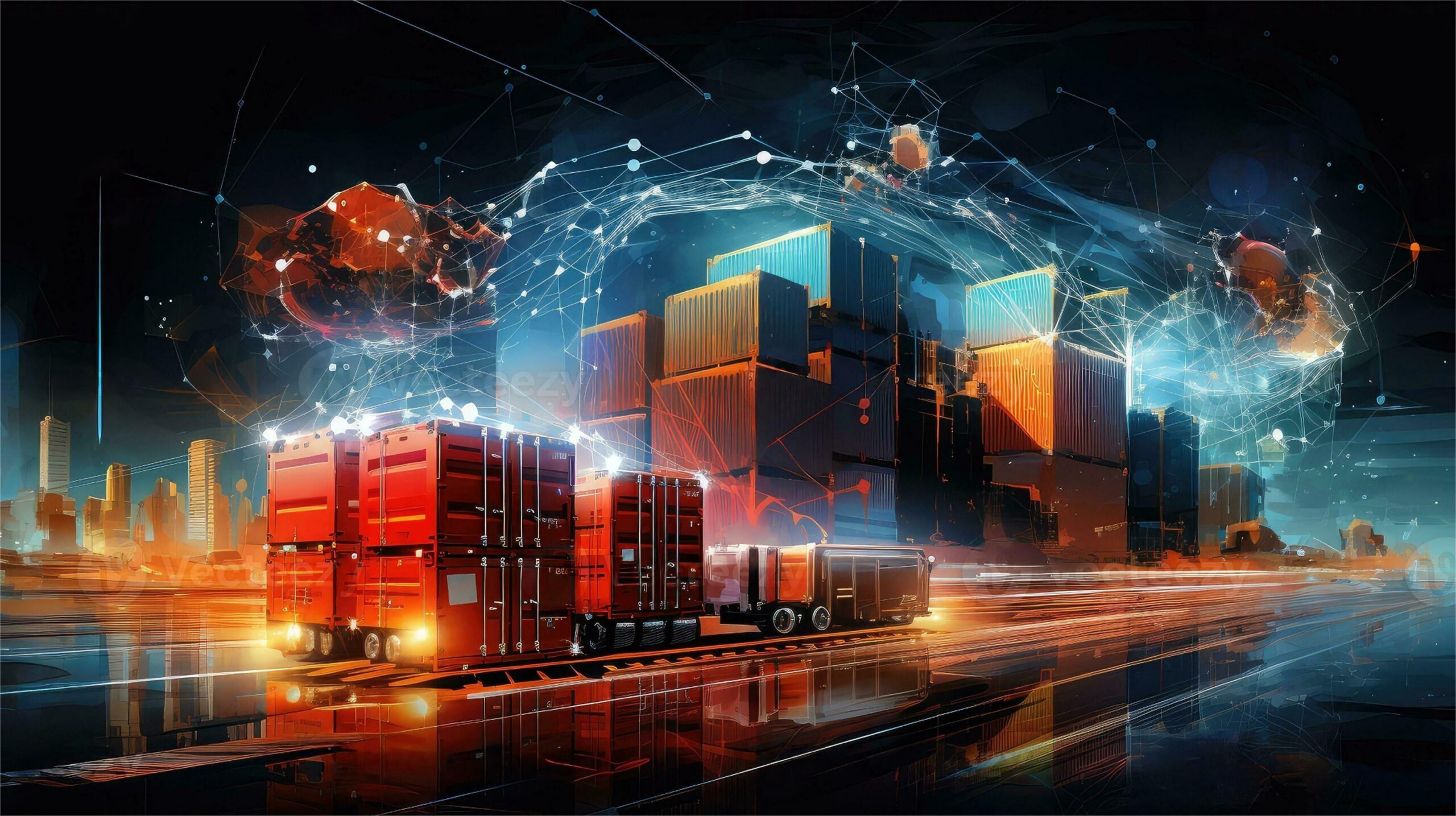 Cargo being loaded onto a container ship at a modern port terminal