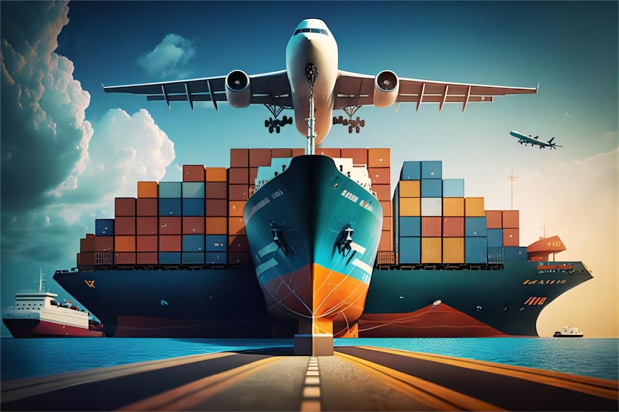 Cargo ship at port with containers