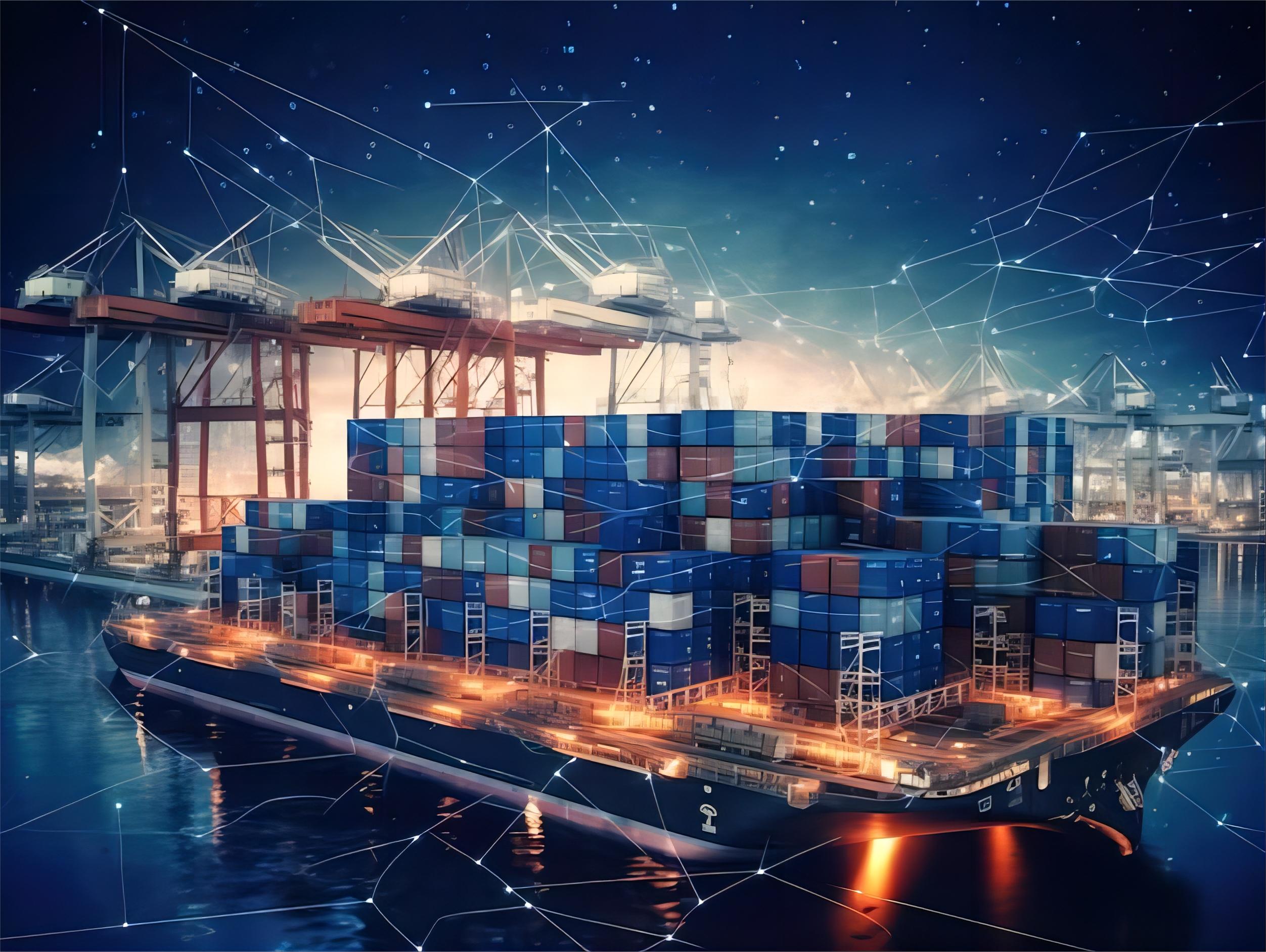 Shipping containers at a bustling port in China