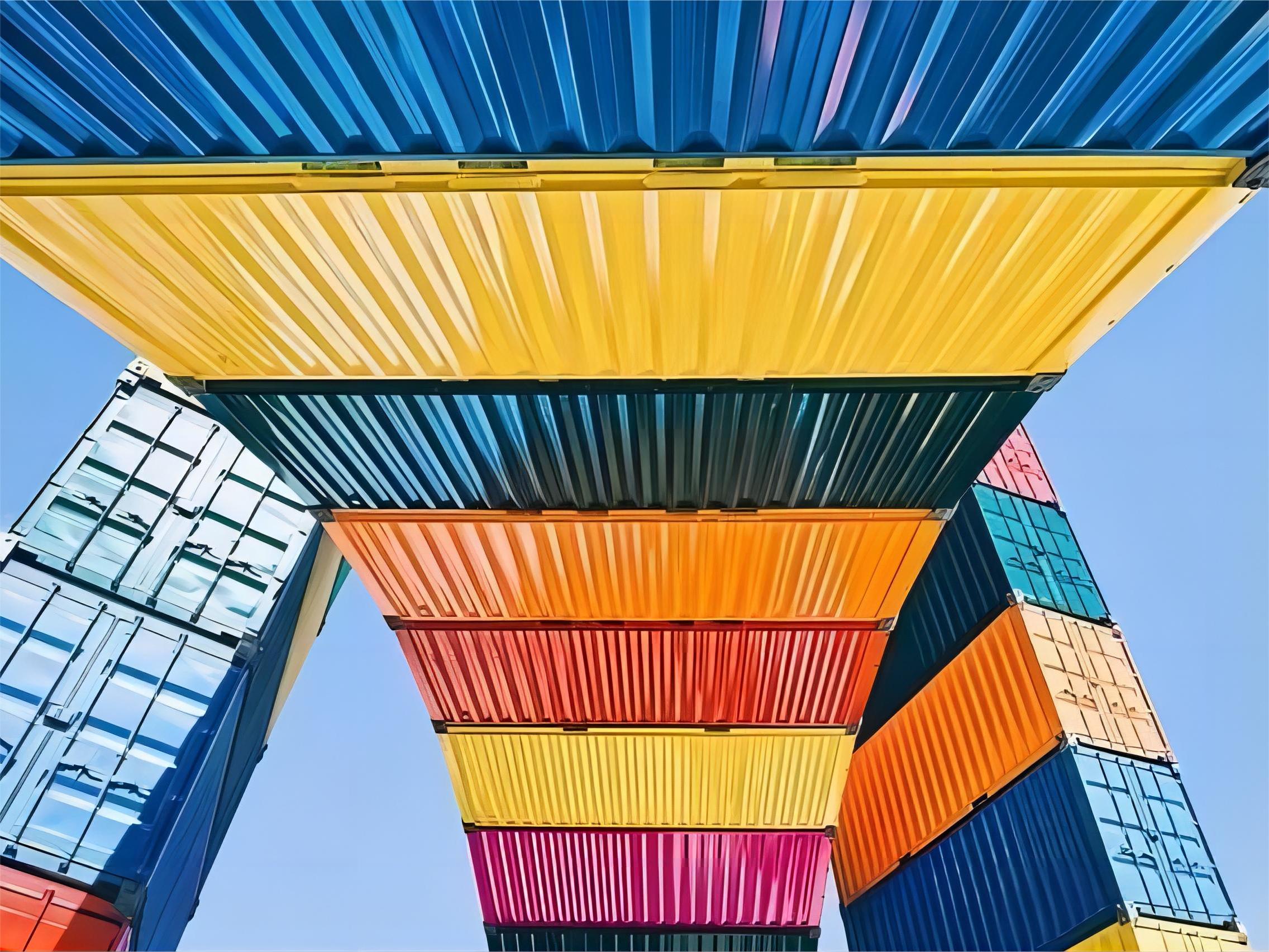 Shipping containers at a bustling port, symbolizing trade routes from China to Germany