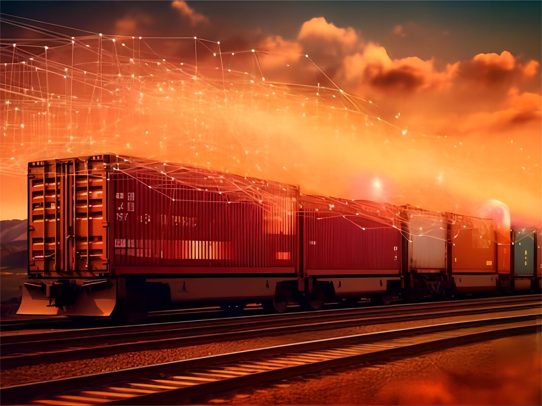 Illustration of a freight ship crossing the ocean