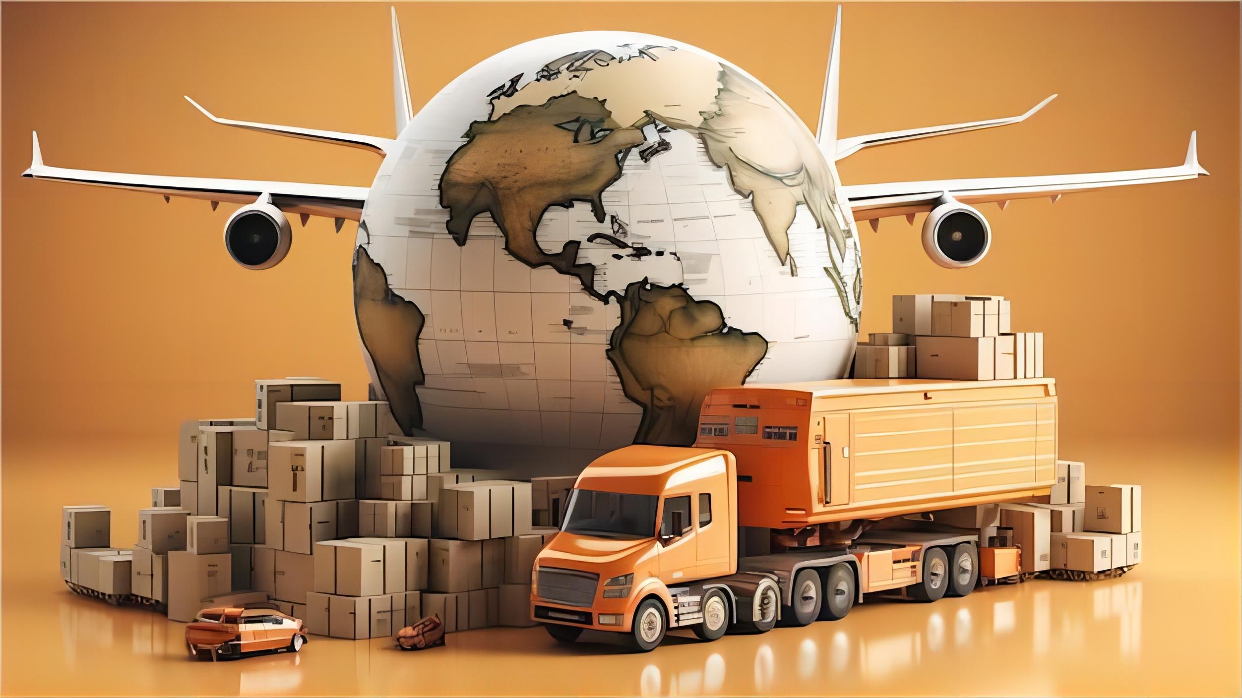 Textile products being unloaded from a container