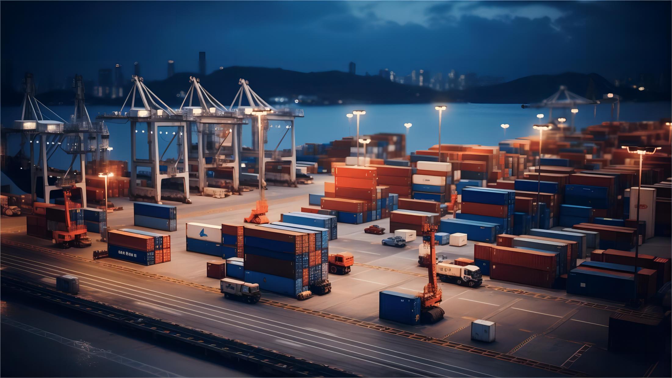Logistics professionals reviewing shipping documents and market trends