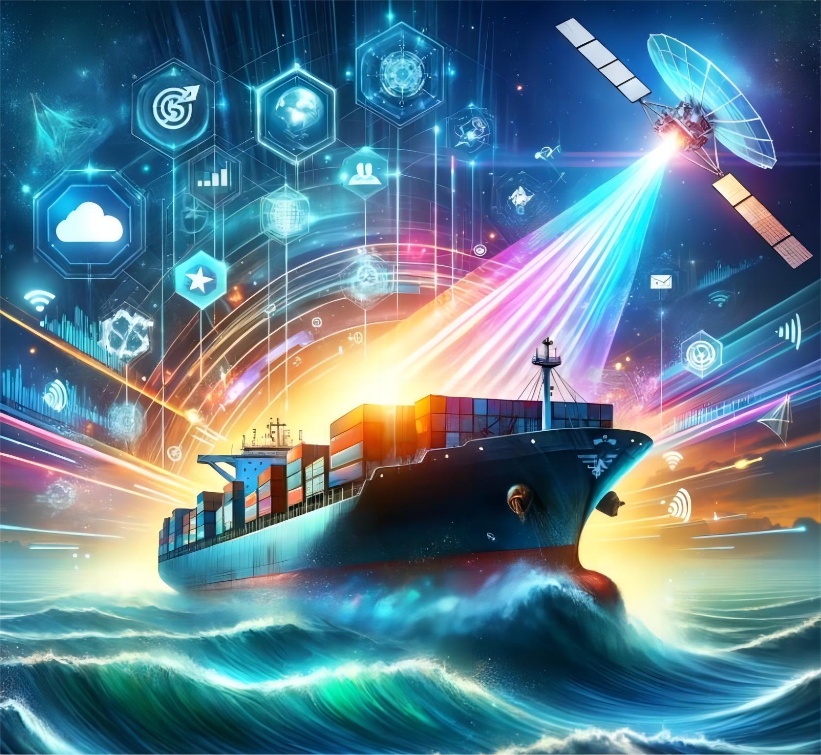 Cargo ship with flat rack containers at a busy European port