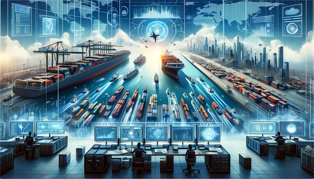 A logistics expert analyzing supply chain data on a computer