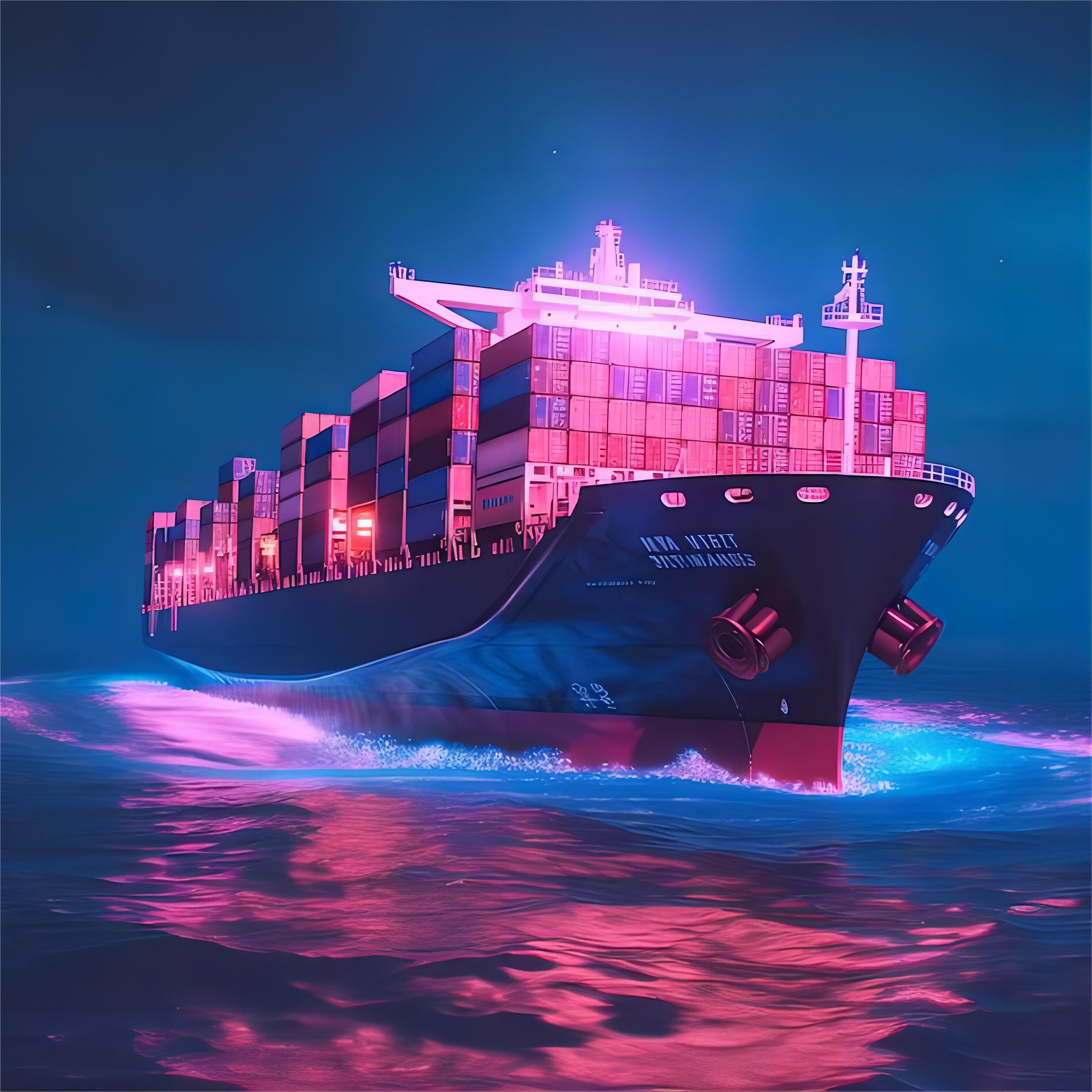 Shipping containers at a bustling port ready for transit