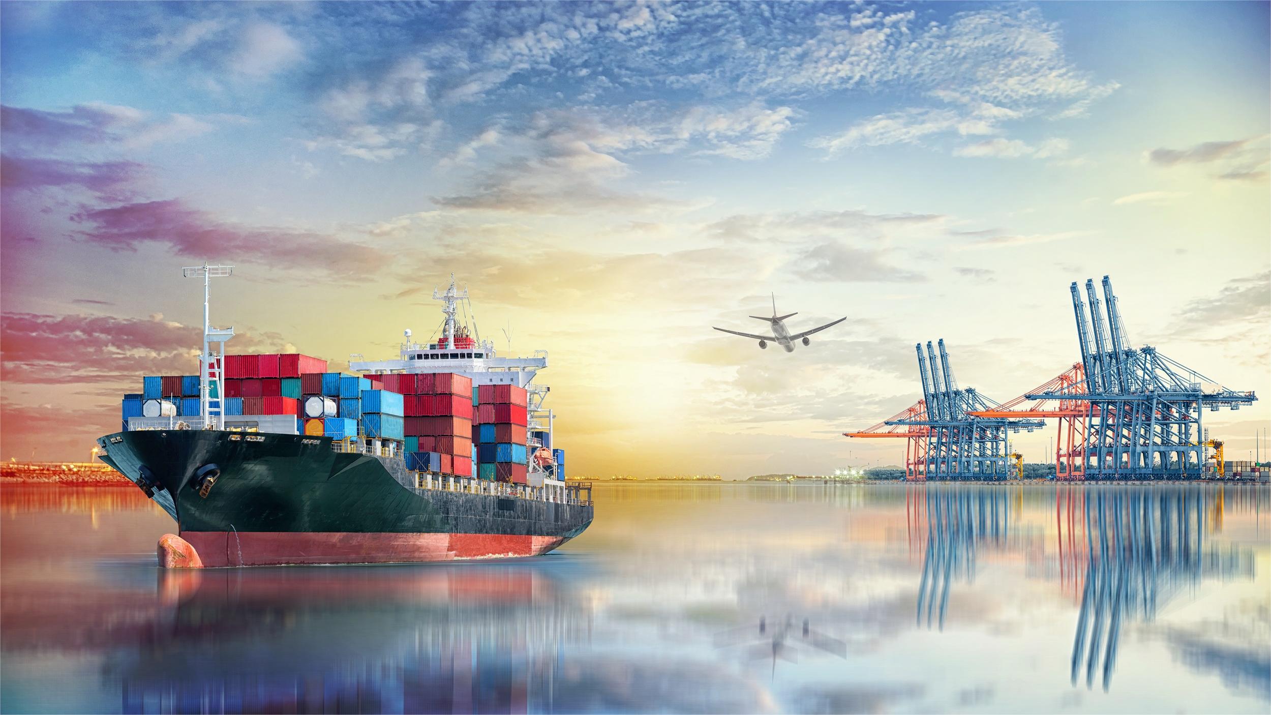Container being loaded onto a ship
