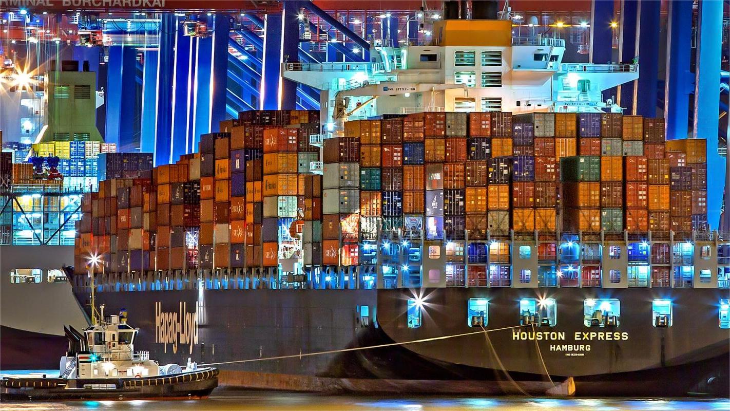 Cargo ship and freight containers at a Chinese port