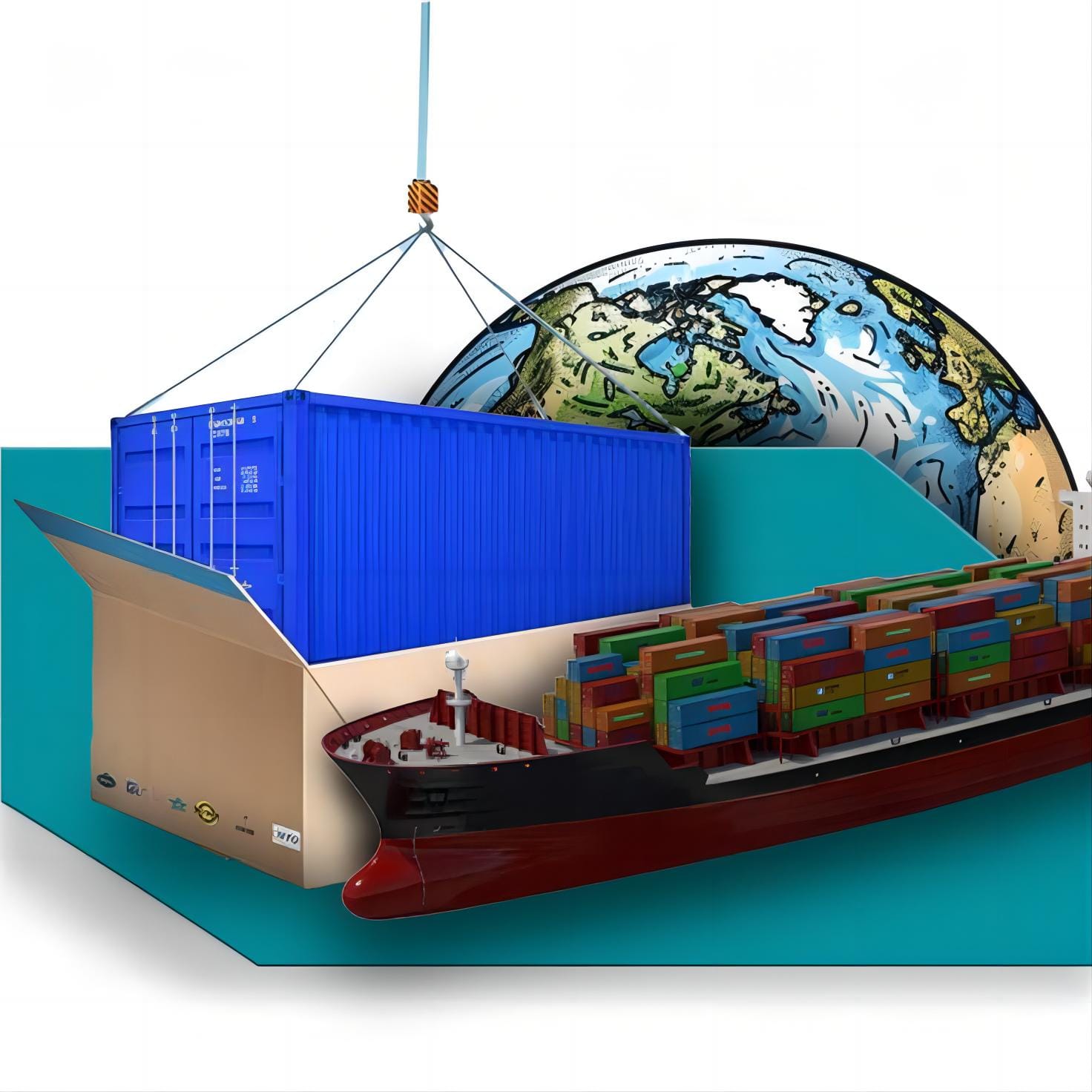 Logistics warehouse with containers ready for French customs clearance