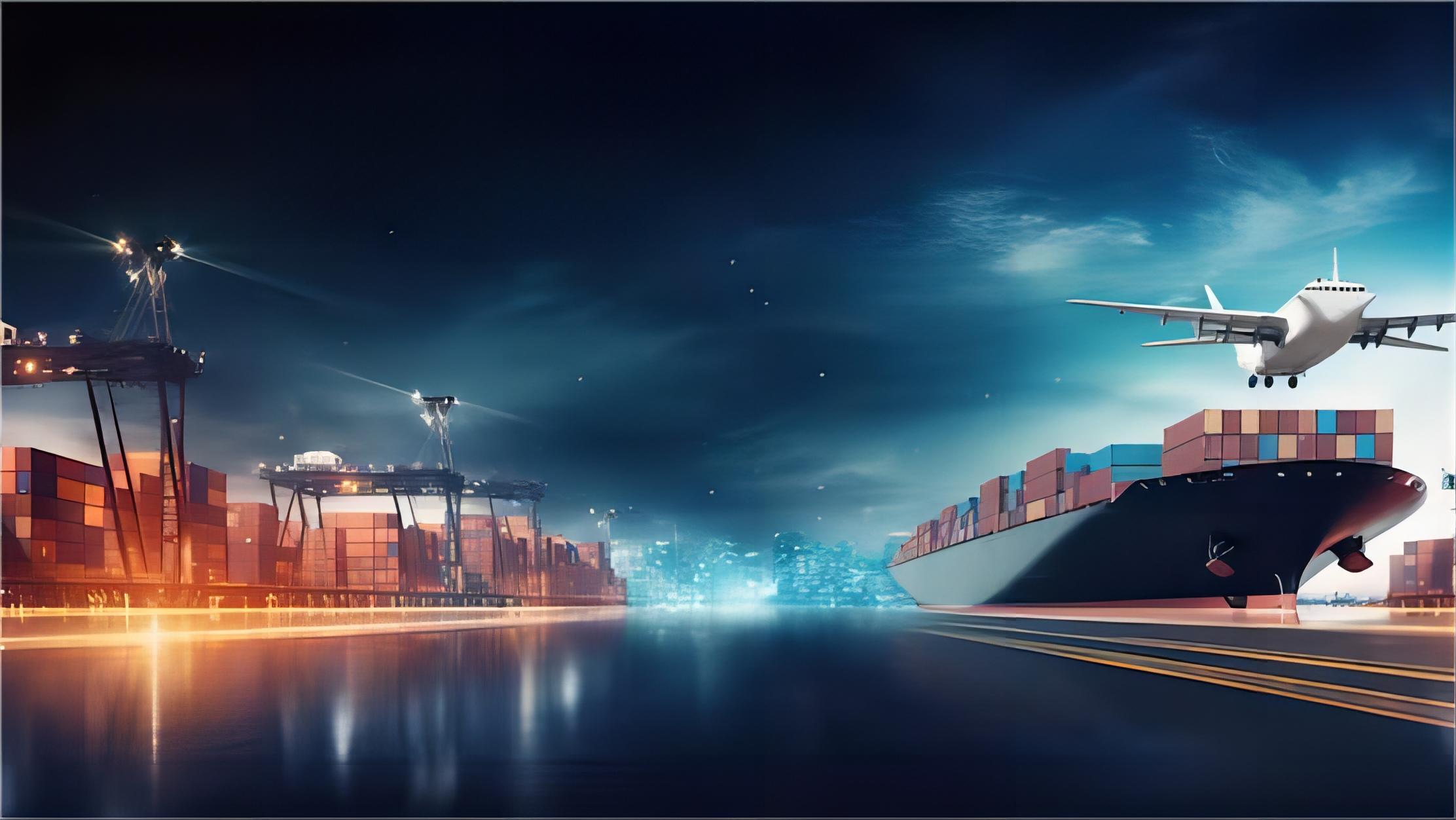 Modern cargo ship and freight train illustrating China to Europe logistics