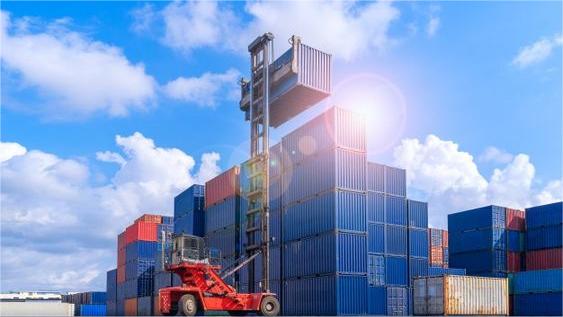 Cargo ship and airplane representing sea and air freight options