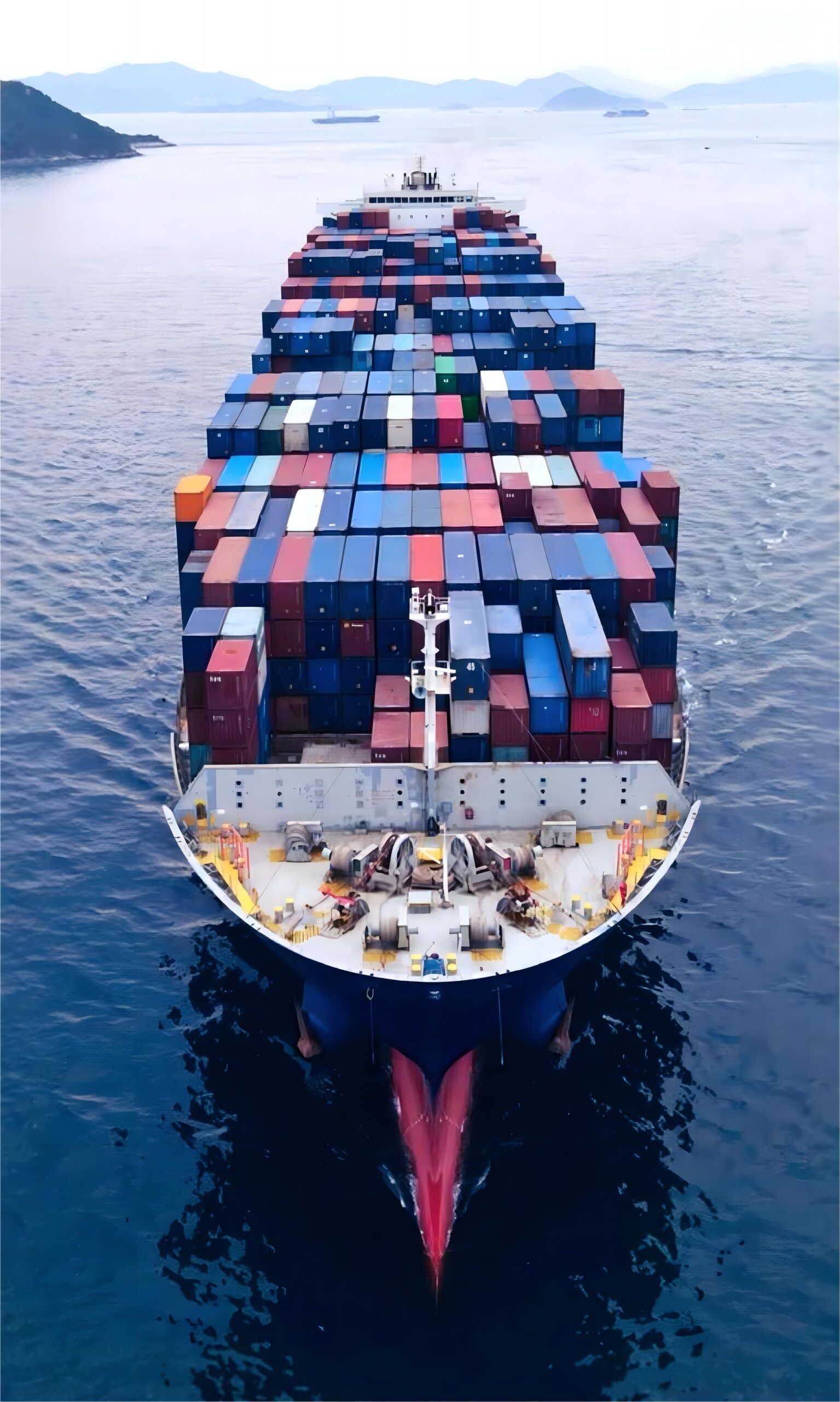 Cargo ship transporting containers from China to Canada