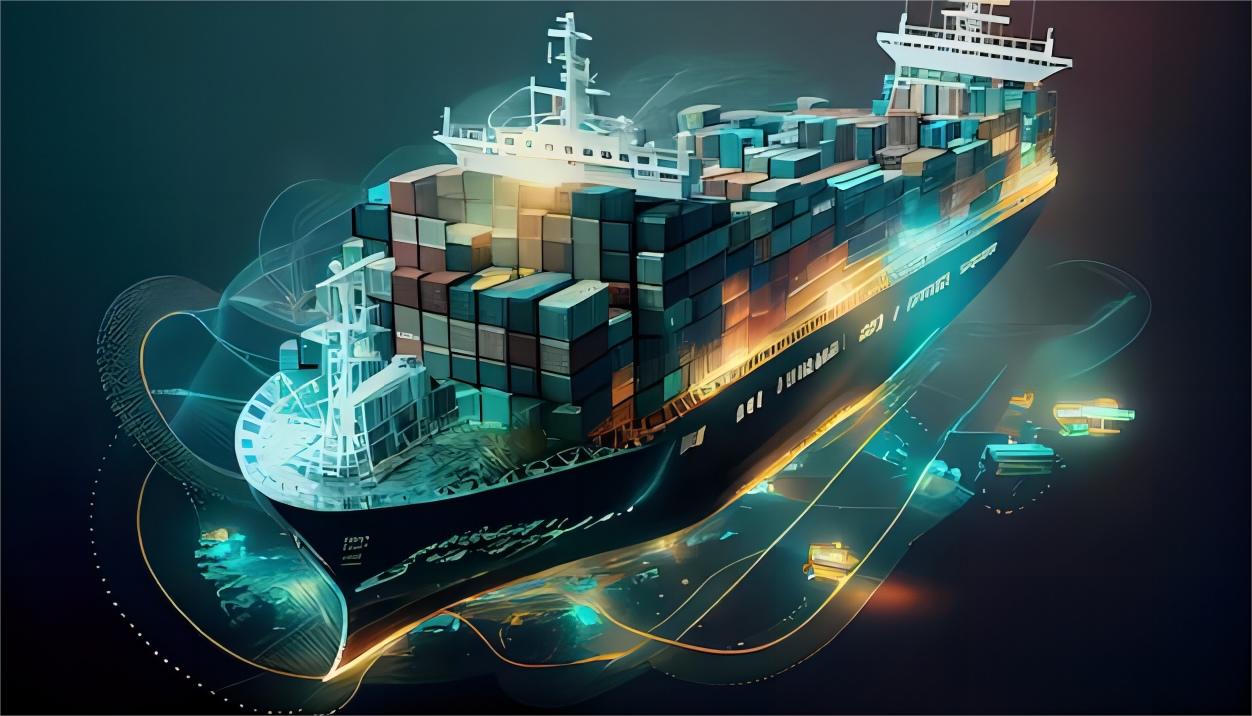 Modern cargo shipping port in China